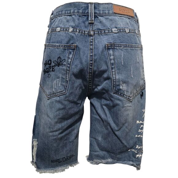 Civil Regime Distressed Denim Bermuda Shorts – 100% Cotton, Raw Hem, Size W30 - Picture 5 of 16